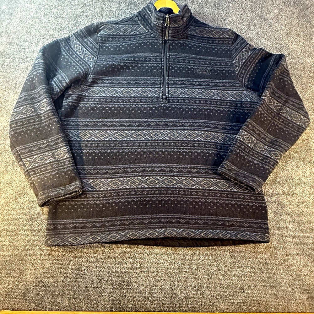 The North Face Tsillan Mens XL Gray Fair Isle 1/4 Zip Fleece Pullover Aztec